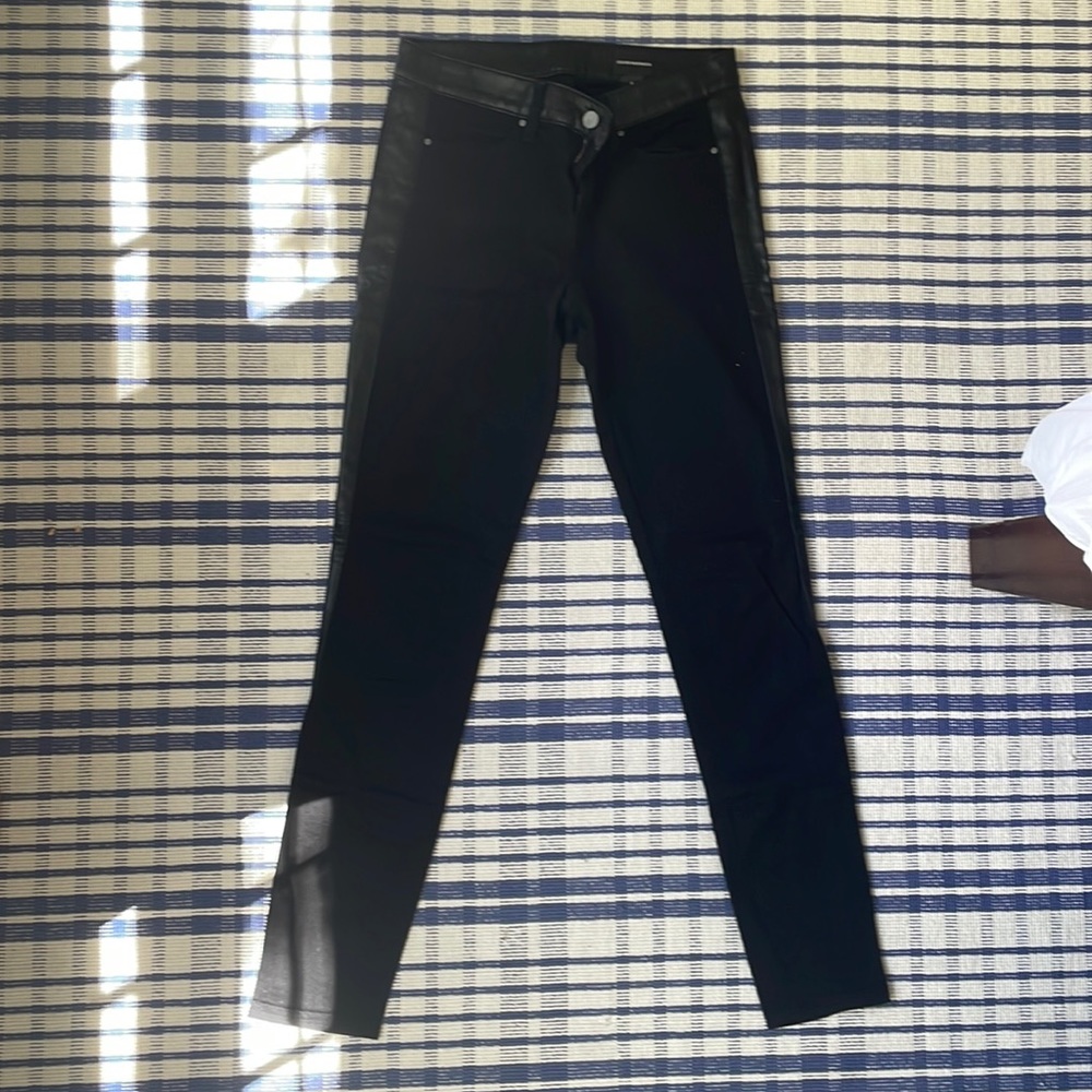 Club Monaco Black Jeans with Leather Trim